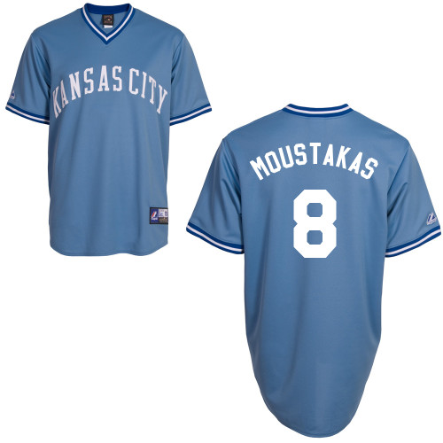 Mike Moustakas #8 Youth Baseball Jersey-Kansas City Royals Authentic Road Blue MLB Jersey